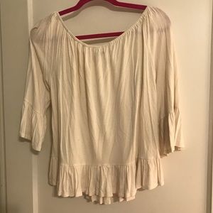 Ecole S Off White Top 3/4 Ruffle Sleeve & Ruffle bottom